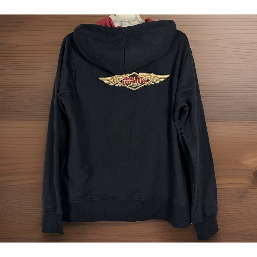 Harley Davidson 120th Anniversary hoodie Women's XL Black Full Zip